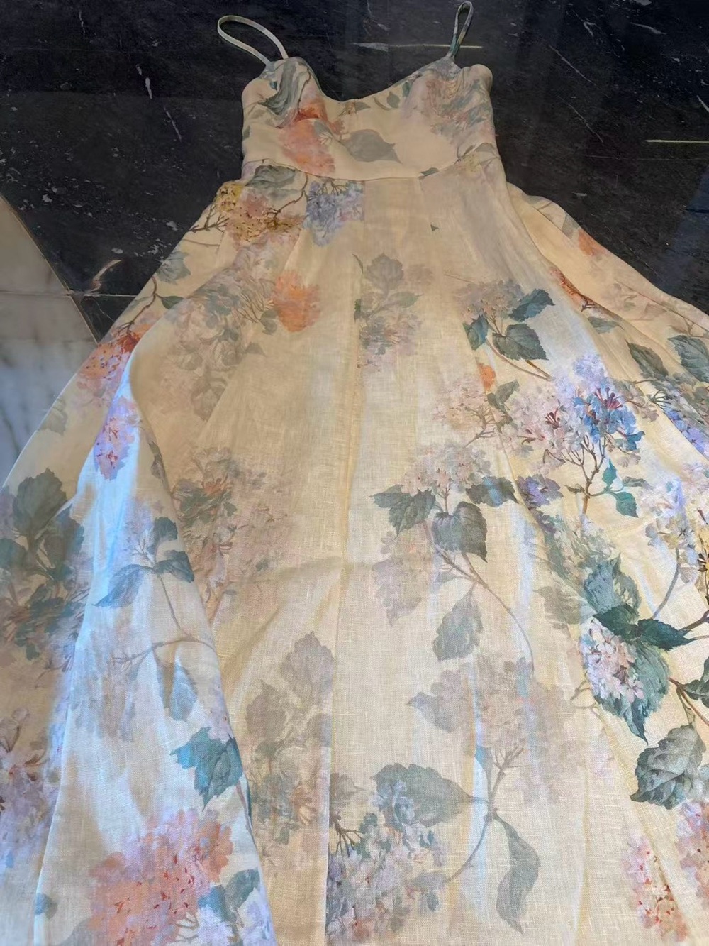 Zimmermann Floral Cream Midi Slip Dress with Spaghetti Straps size 0 - Picture 4 of 11